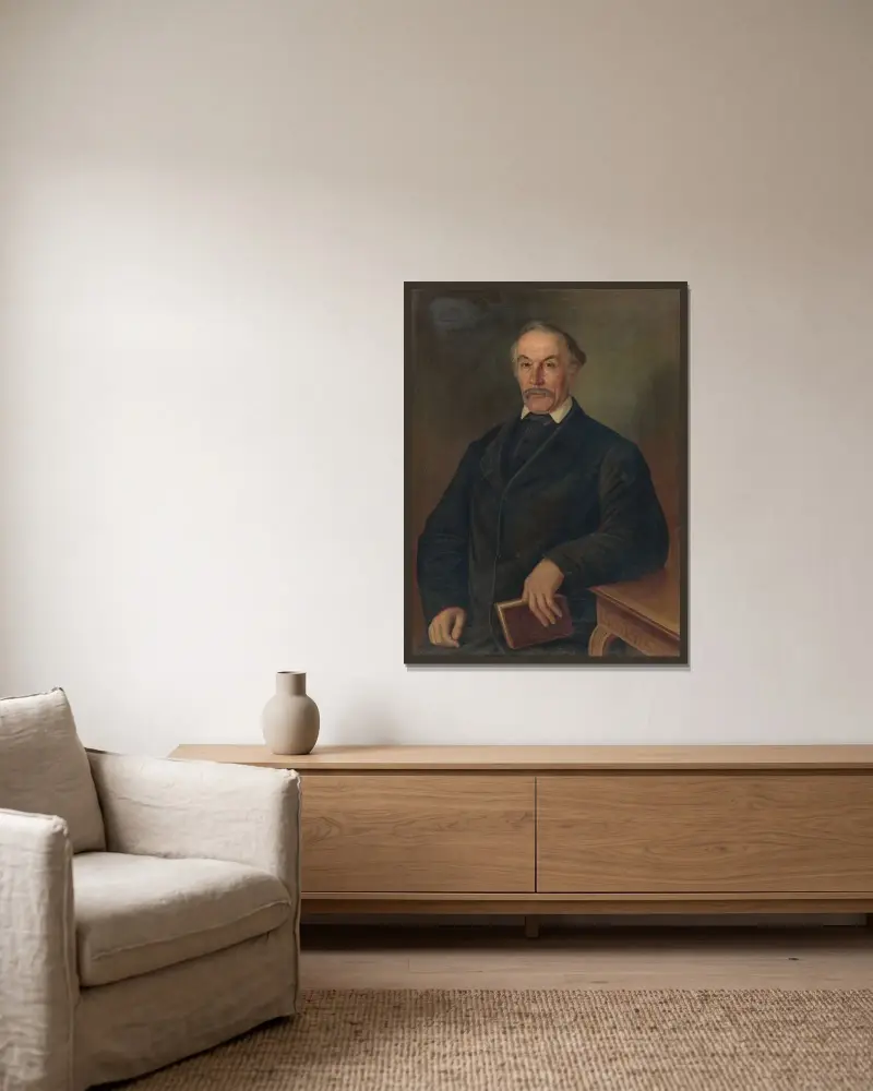 Porträt von J. Vavrečan von Peter Michal Bohúň gerahmt an einer Wand