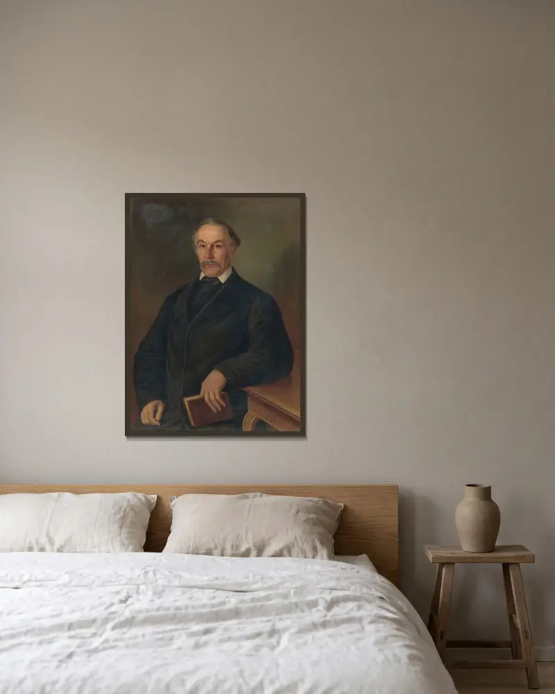 Porträt von J. Vavrečan von Peter Michal Bohúň gerahmt an einer Wand