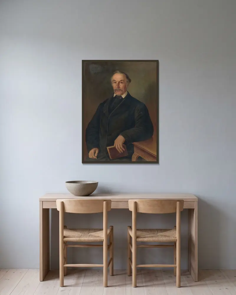 Porträt von J. Vavrečan von Peter Michal Bohúň gerahmt an einer Wand