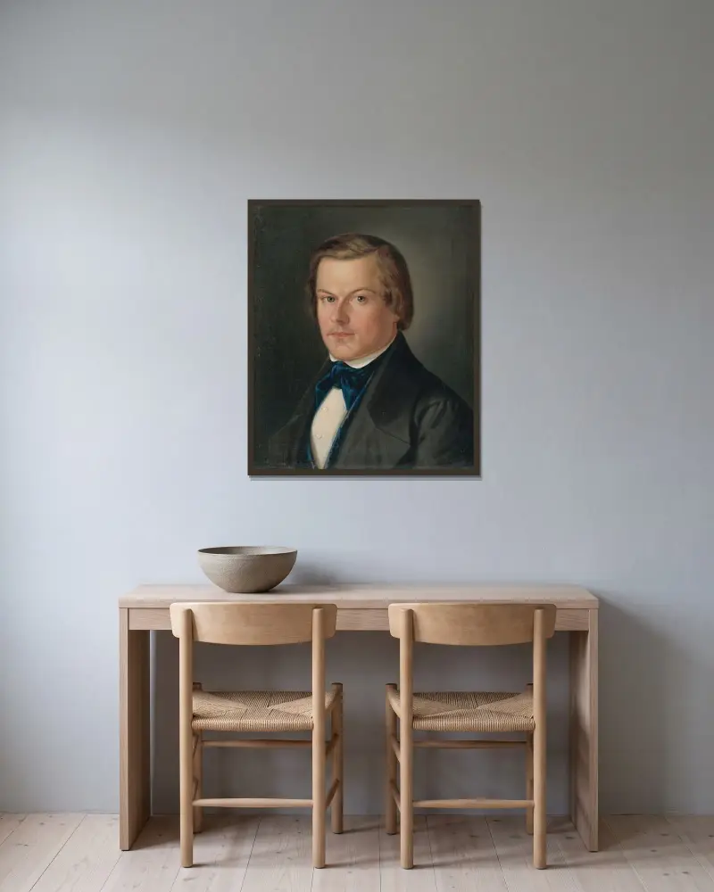 Porträt von Jakub Grajchman von Peter Michal Bohúň gerahmt an einer Wand