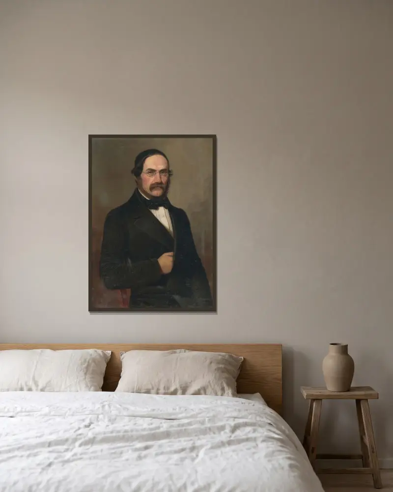 Porträt von Ján Kadavý(um 1853) von Peter Michal Bohúň gerahmt an einer Wand