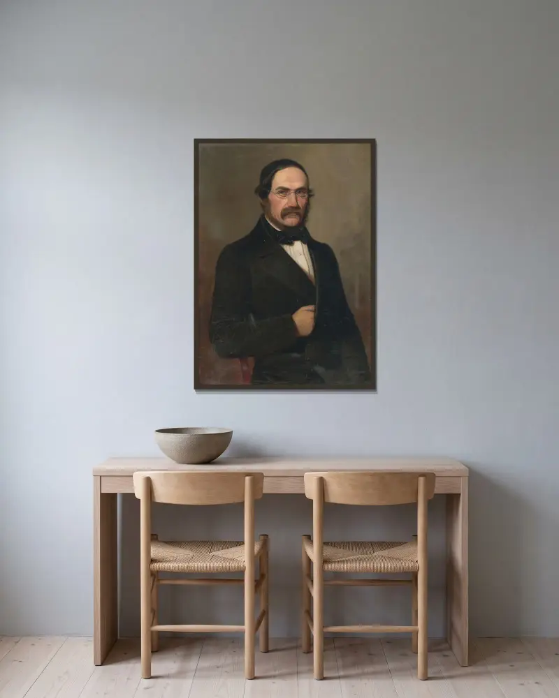 Porträt von Ján Kadavý(um 1853) von Peter Michal Bohúň gerahmt an einer Wand