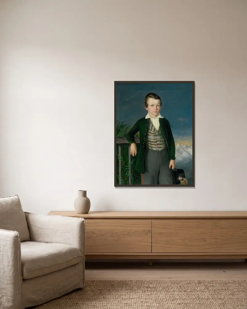 Portrait of Juraj Várady-Szakmáry av Peter Michal Bohúň inramad på en vägg