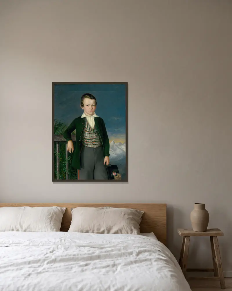 Portrait of Juraj Várady-Szakmáry av Peter Michal Bohúň inramad på en vägg