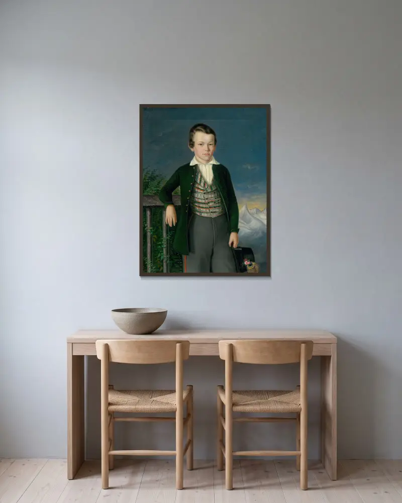 Portrait of Juraj Várady-Szakmáry av Peter Michal Bohúň inramad på en vägg