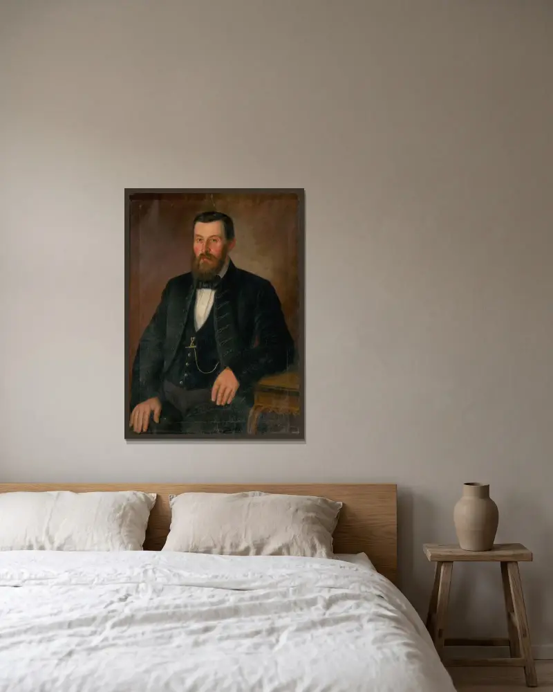 Porträt von Klein von Peter Michal Bohúň gerahmt an einer Wand