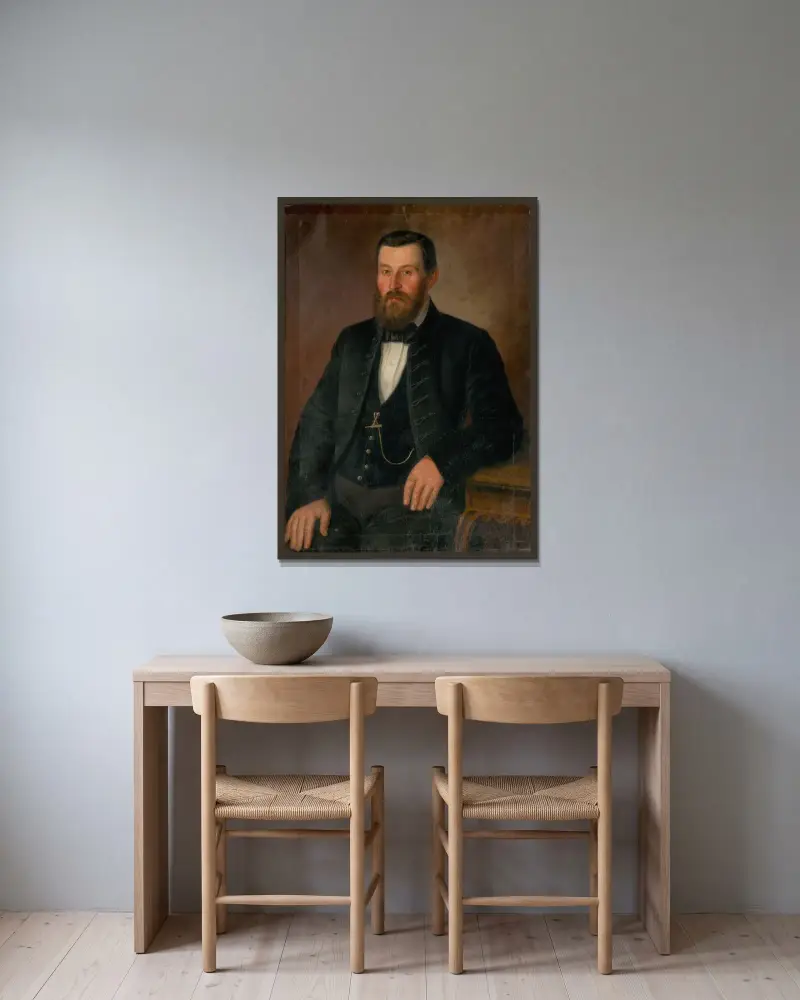 Porträt von Klein von Peter Michal Bohúň gerahmt an einer Wand