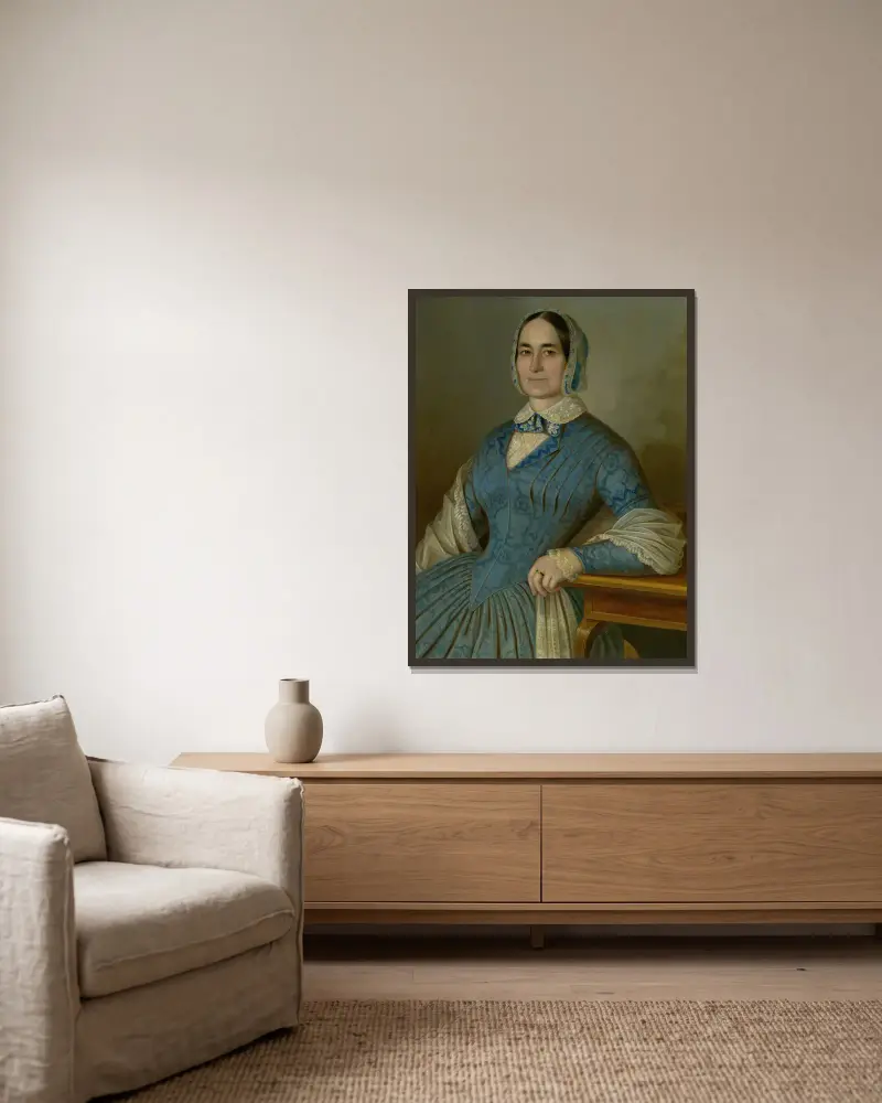 Portrait of Mrs. Dávid av Peter Michal Bohúň inramad på en vägg