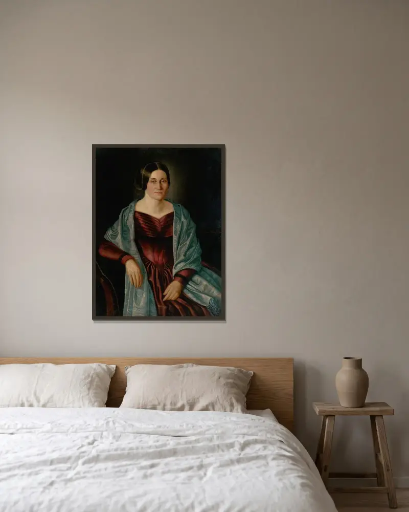 Porträt von Frau Plechová von Peter Michal Bohúň gerahmt an einer Wand