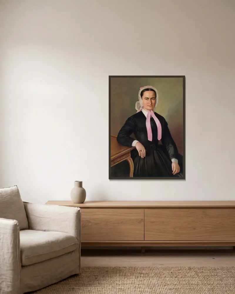 Porträt der Frau Vavrečanová von Peter Michal Bohúň gerahmt an einer Wand