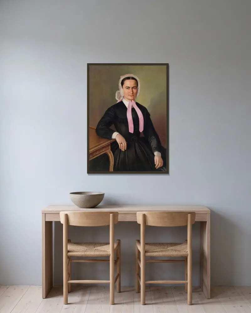 Porträt der Frau Vavrečanová von Peter Michal Bohúň gerahmt an einer Wand