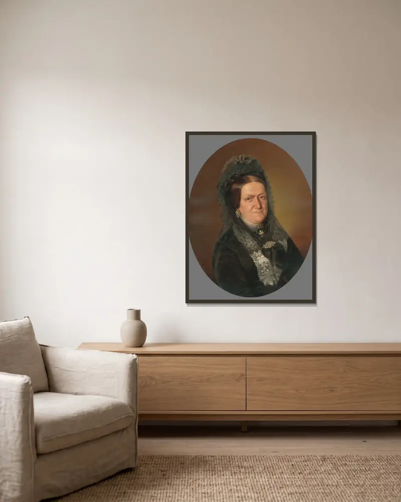 Portrait of Old Mrs. Kuhmannová av Peter Michal Bohúň inramad på en vägg