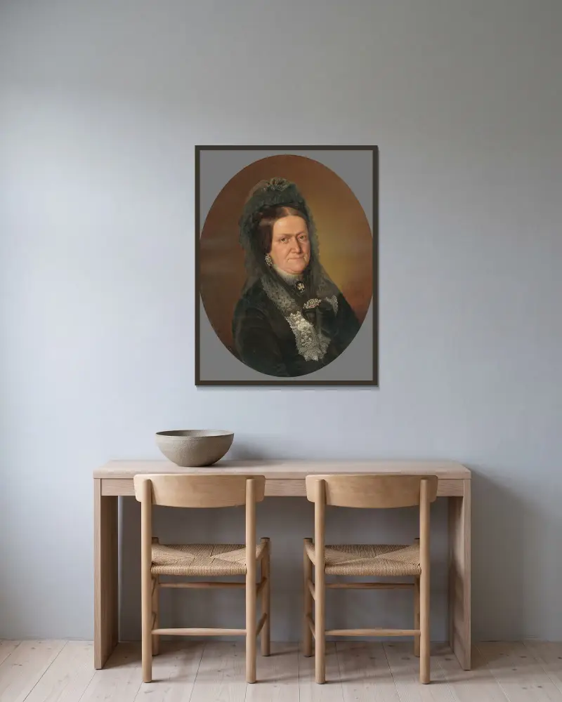 Portrait of Old Mrs. Kuhmannová av Peter Michal Bohúň inramad på en vägg