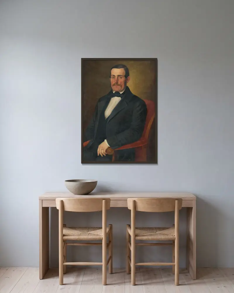 Porträt von Samuel Ball von Peter Michal Bohúň gerahmt an einer Wand
