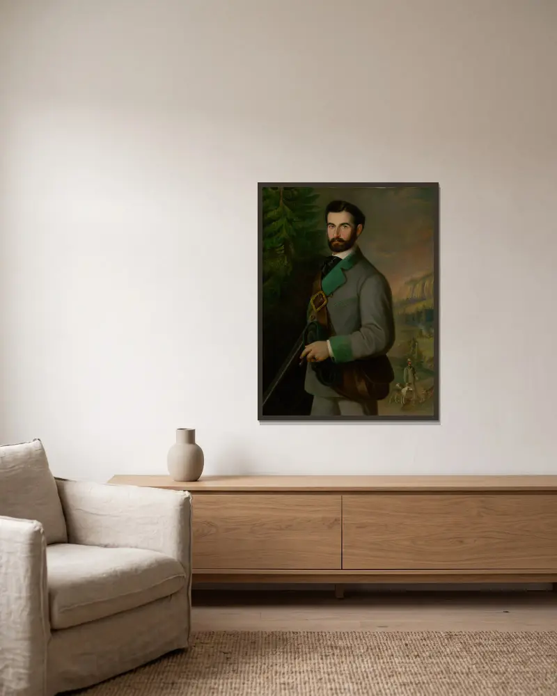 Portrait of Zoltán Zmeškal in his Hunting Clothes av Peter Michal Bohúň inramad på en vägg