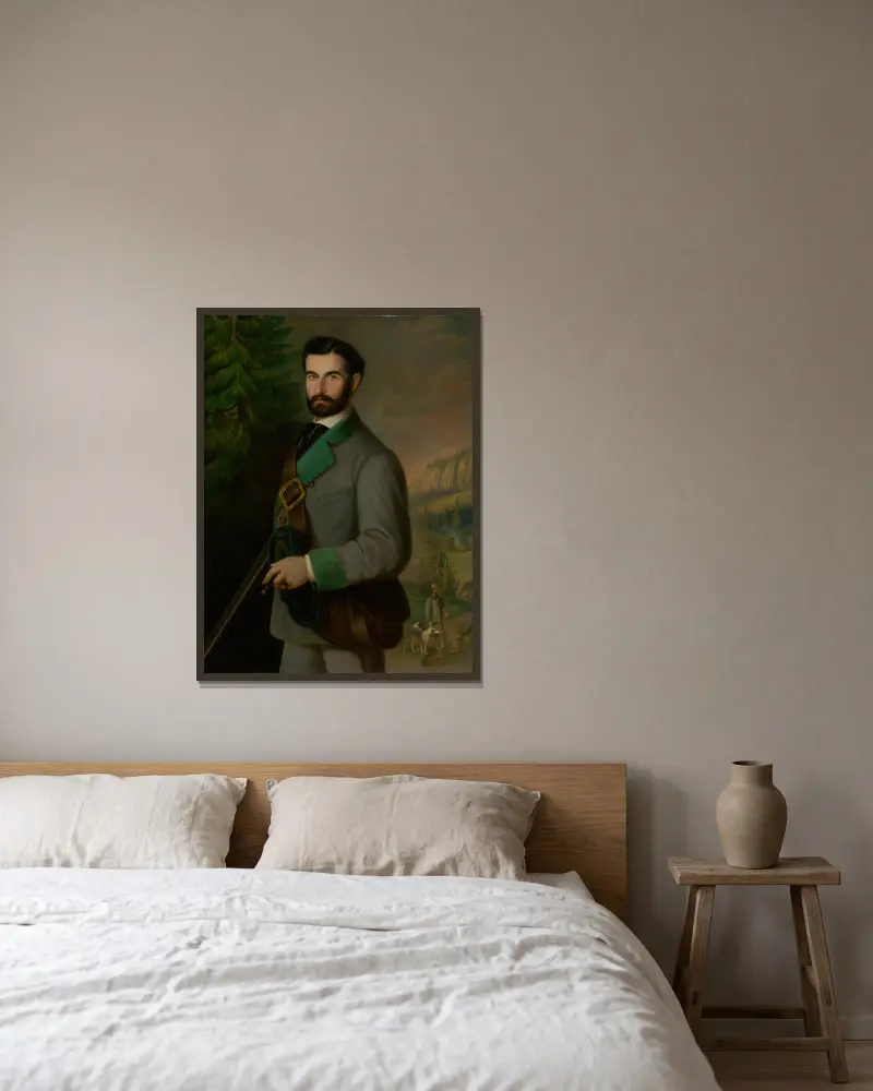 Portrait of Zoltán Zmeškal in his Hunting Clothes av Peter Michal Bohúň inramad på en vägg