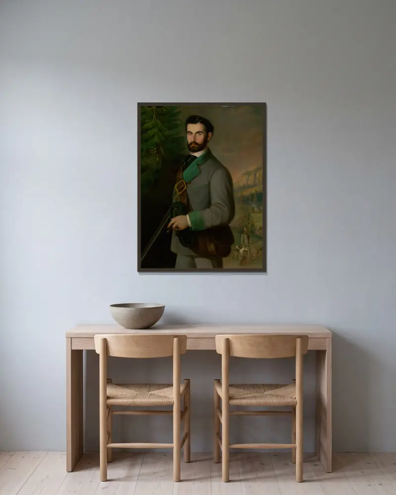 Portrait of Zoltán Zmeškal in his Hunting Clothes av Peter Michal Bohúň inramad på en vägg
