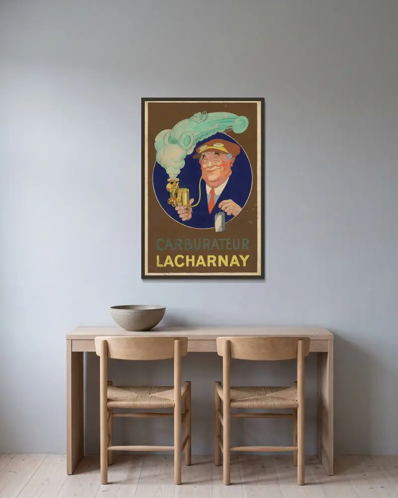 Carburateur Lacharnay av Mich (Michel Liebeaux) inramad på en vägg