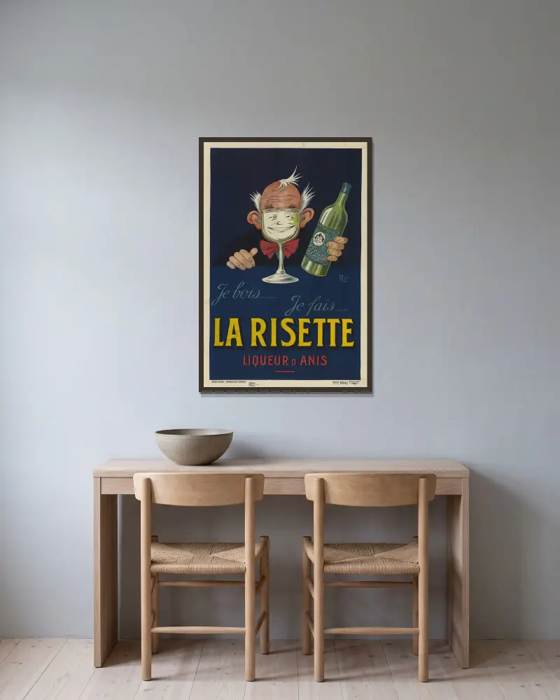 Je bois. je fais la Risette, liqueur d’Anis av Mich (Michel Liebeaux) inramad på en vägg