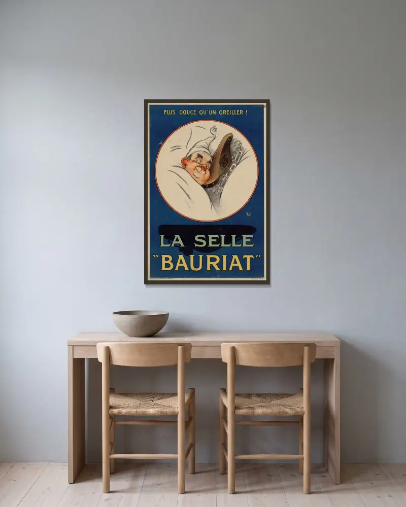 La selle Bauriat av Mich (Michel Liebeaux) inramad på en vägg
