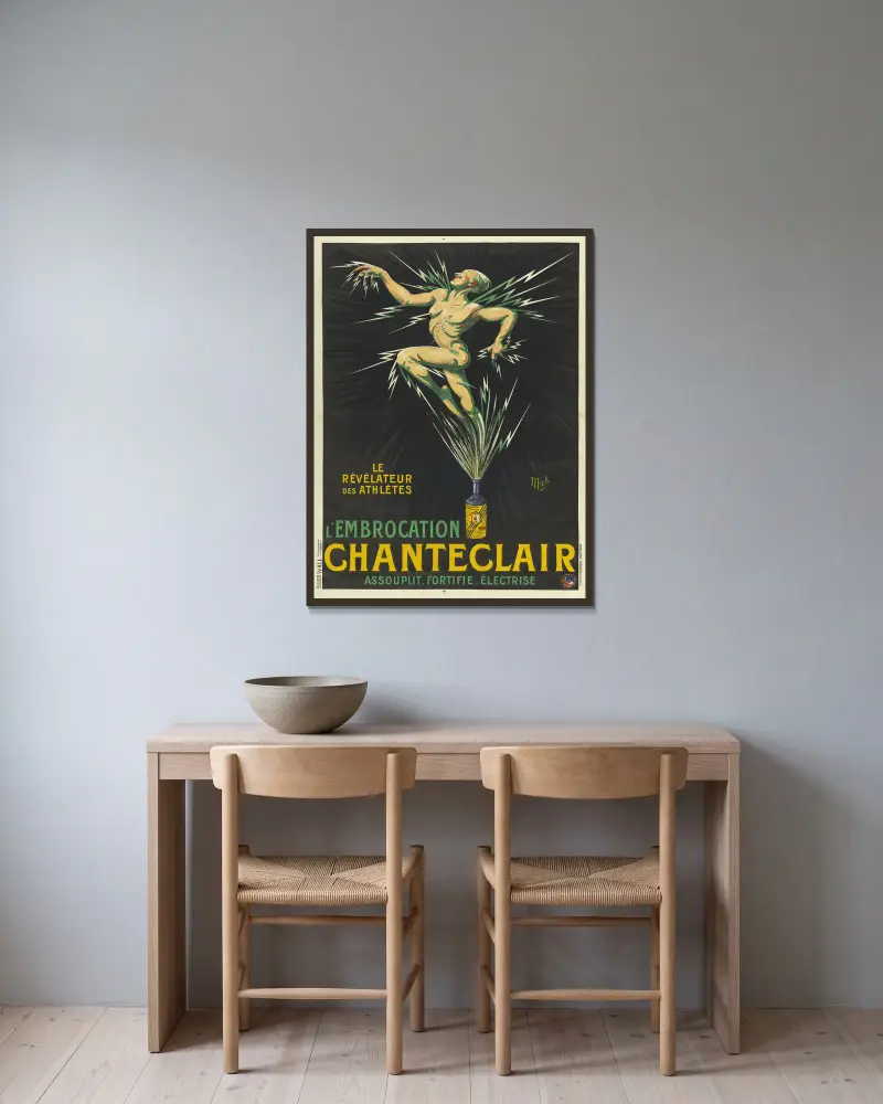 Le Révélateur des athlètes l’embrocation Chante-Clair av Mich (Michel Liebeaux) inramad på en vägg