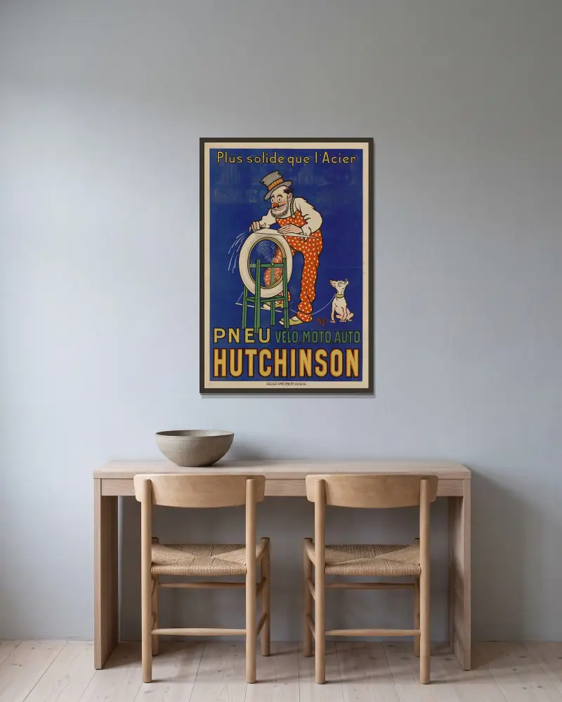 Plus solide que l’acier, pneu Hutchinson av Mich (Michel Liebeaux) inramad på en vägg