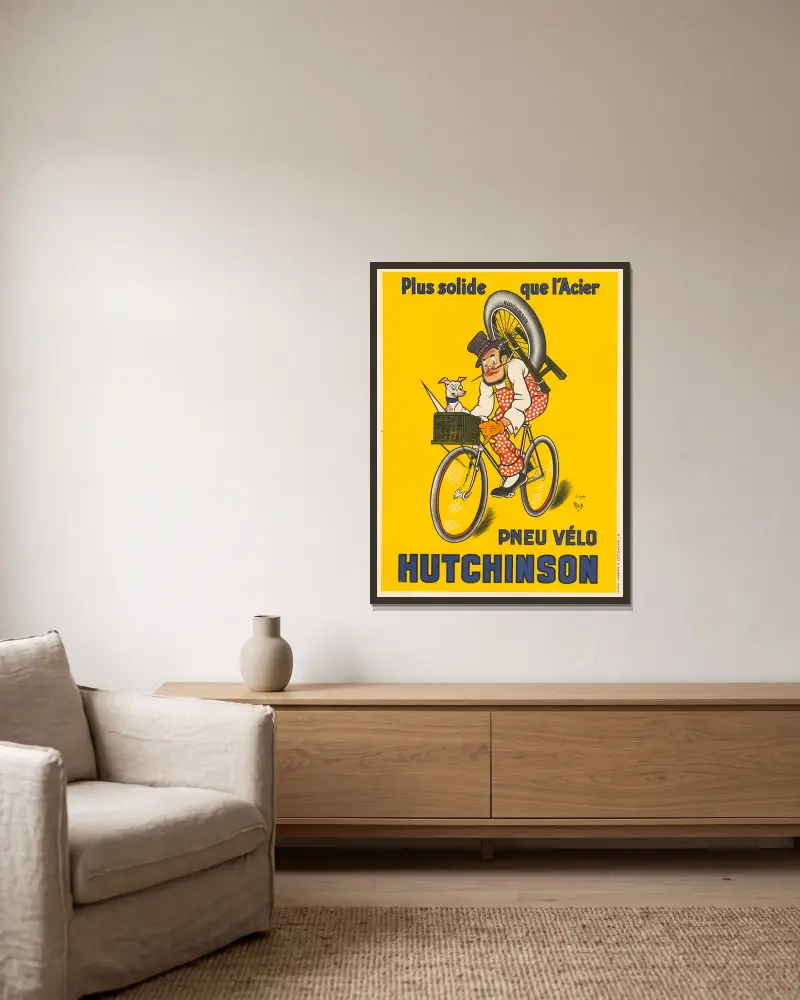 Plus solide que l’acier, pneu vélo Hutchinson av Mich (Michel Liebeaux) inramad på en vägg