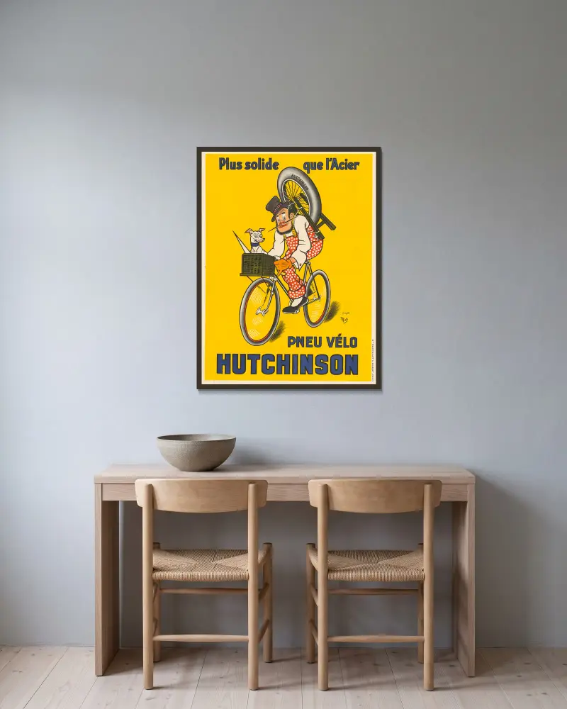 Plus solide que l’acier, pneu vélo Hutchinson av Mich (Michel Liebeaux) inramad på en vägg