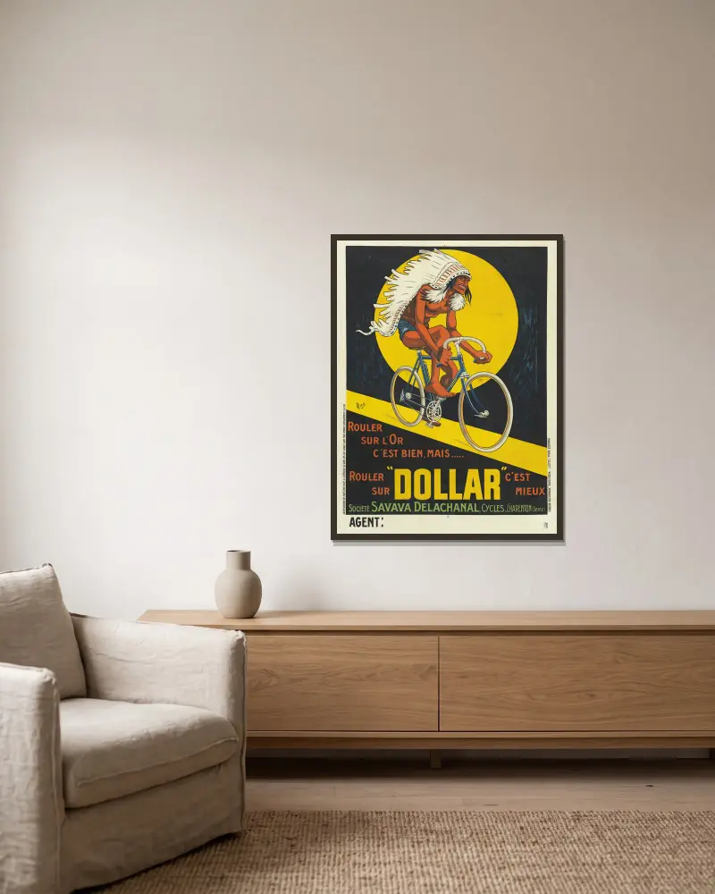Rouler sur l’or c’est bien, mais. rouler sur Dollar c’est mieux av Mich (Michel Liebeaux) inramad på en vägg