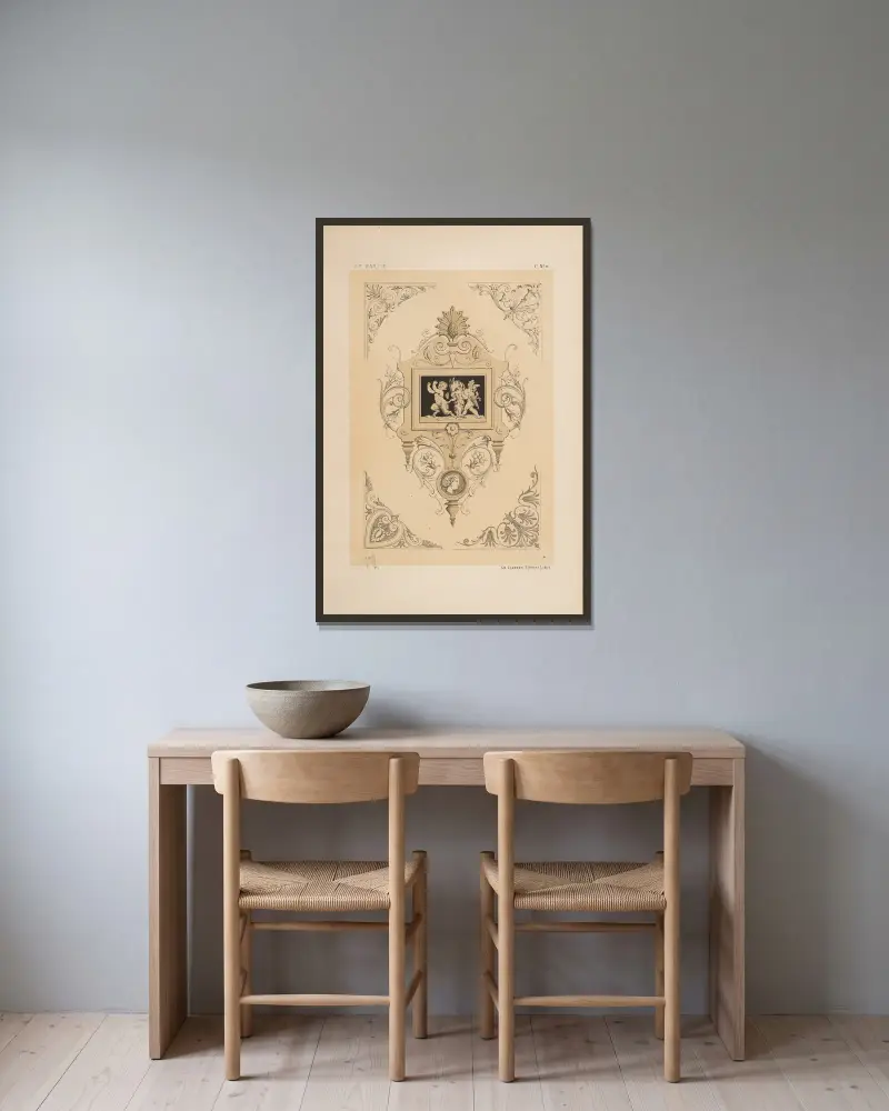 Cartouche et coins; genre néo-grec av Michel Liénard inramad på en vägg