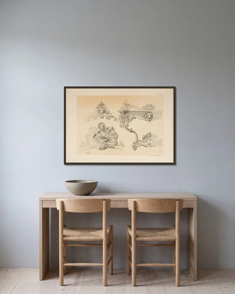 Console et couronnement de glace; genre Blondel av Michel Liénard inramad på en vägg