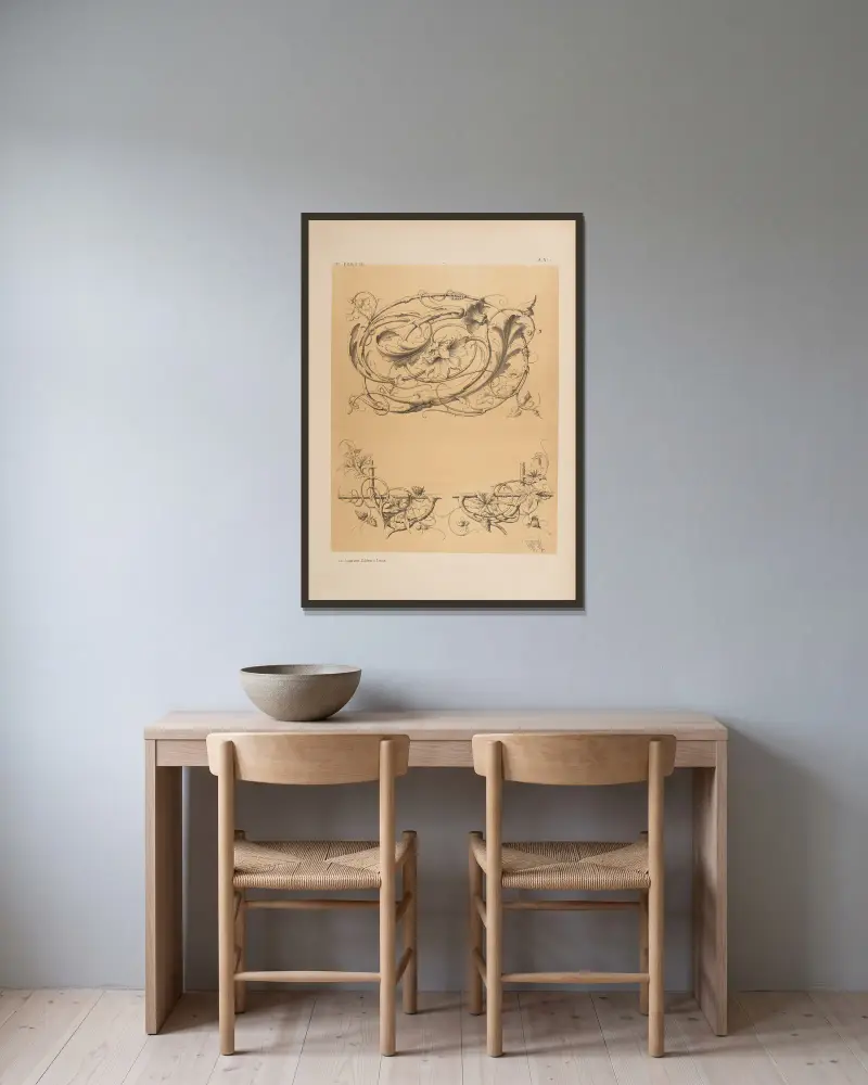 Fleurons; deutsche Art von Michel Liénard gerahmt an einer Wand