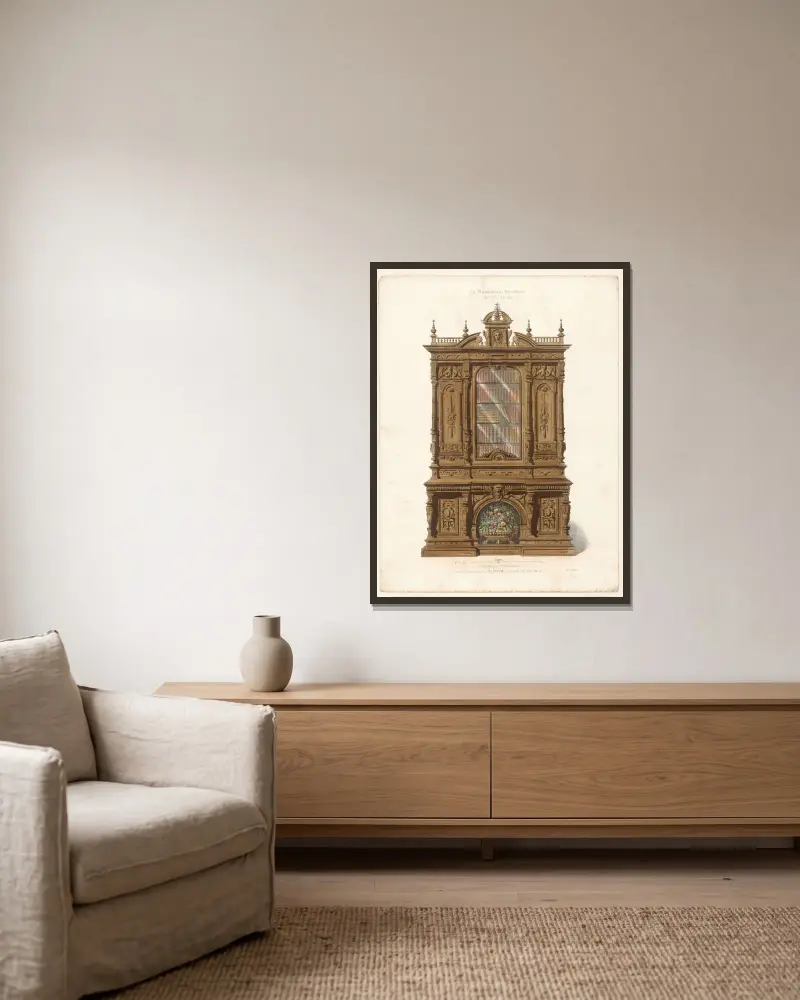 Renaissance-Bibliothek von Victor Léon Michel Quétin gerahmt an einer Wand