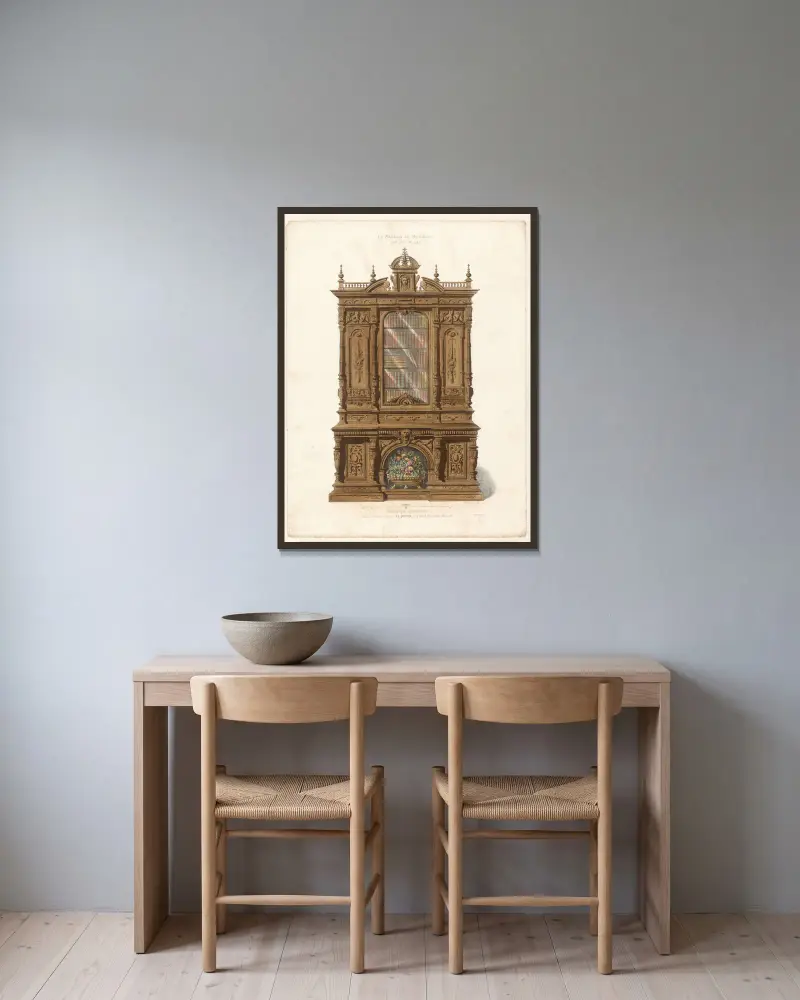 Renaissance-Bibliothek von Victor Léon Michel Quétin gerahmt an einer Wand