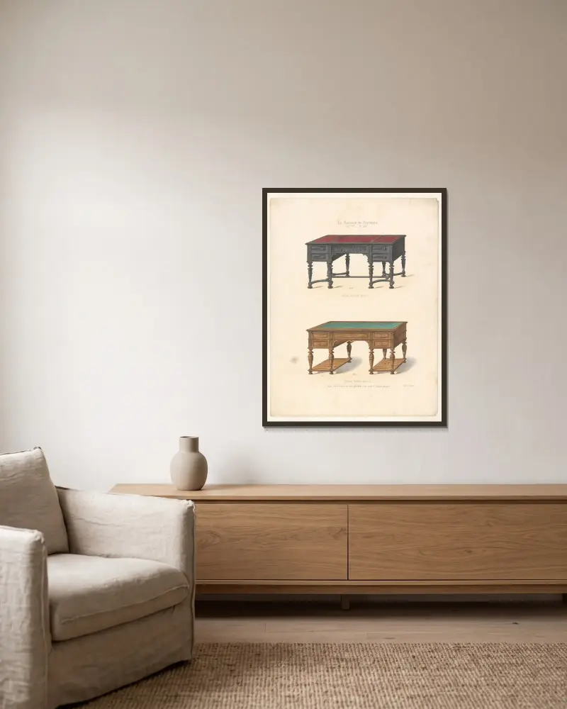 Ministerrum för Henrik II av Victor Léon Michel Quétin inramad på en vägg