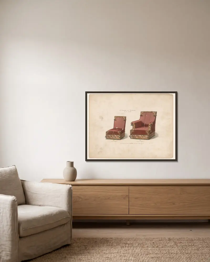 Chaise Anglaise ; Fauteuil Anglais av Victor Léon Michel Quétin inramad på en vägg