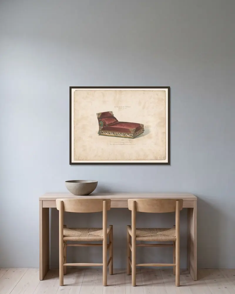 Chaise longue Anglaise av Victor Léon Michel Quétin inramad på en vägg