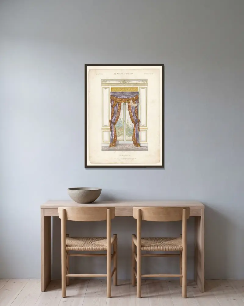 Décor de portière av Victor Léon Michel Quétin inramad på en vägg