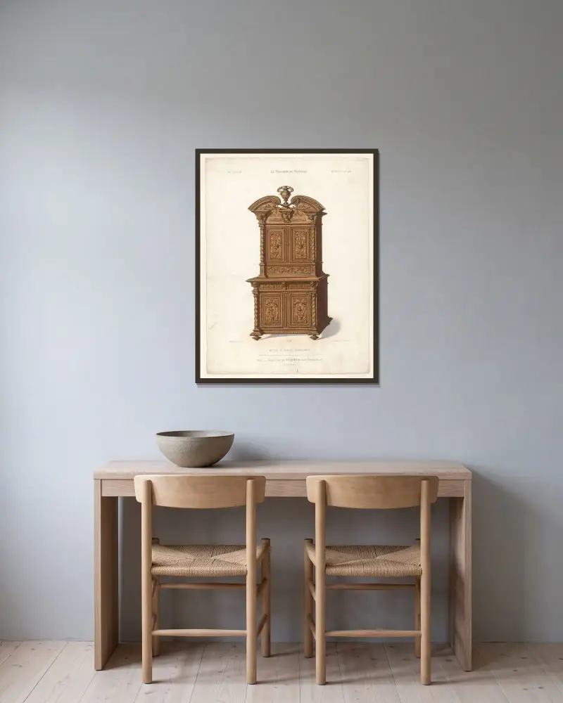 Meuble de cabinet renaissance av Victor Léon Michel Quétin inramad på en vägg