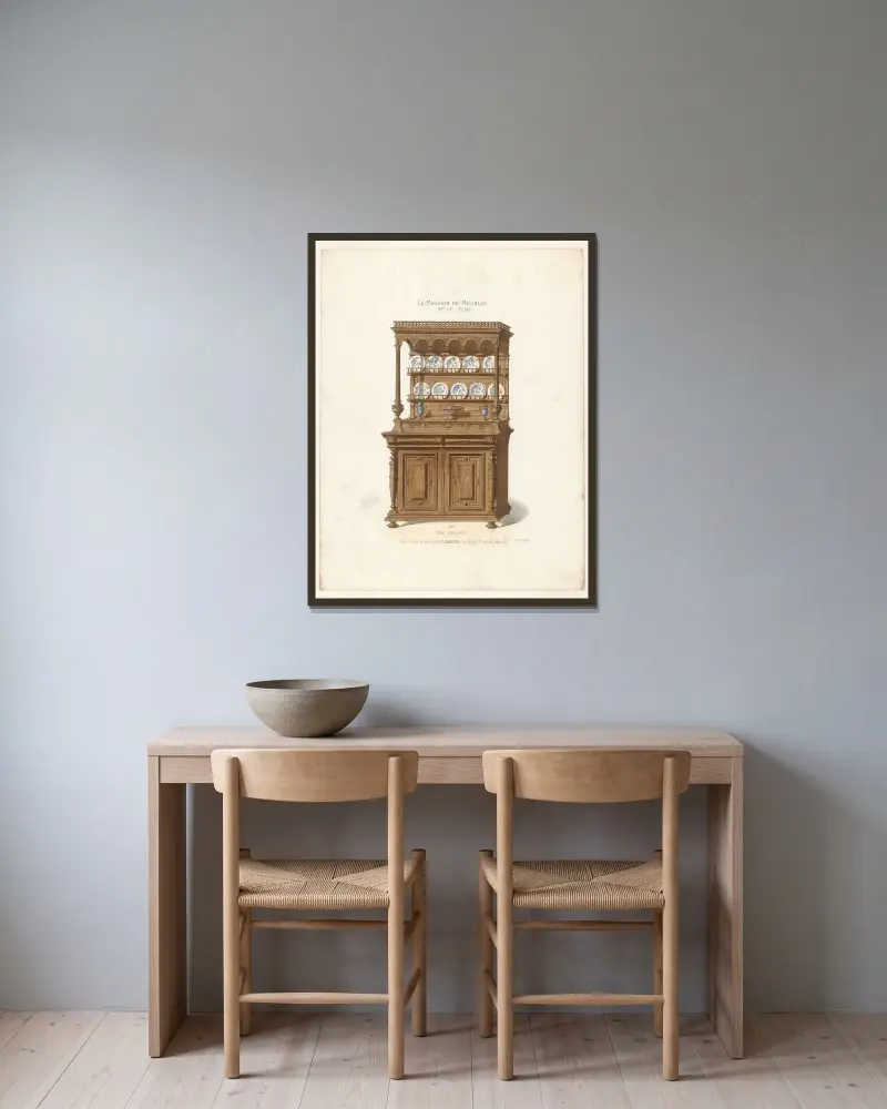 Petit Vaissellier av Victor Léon Michel Quétin inramad på en vägg