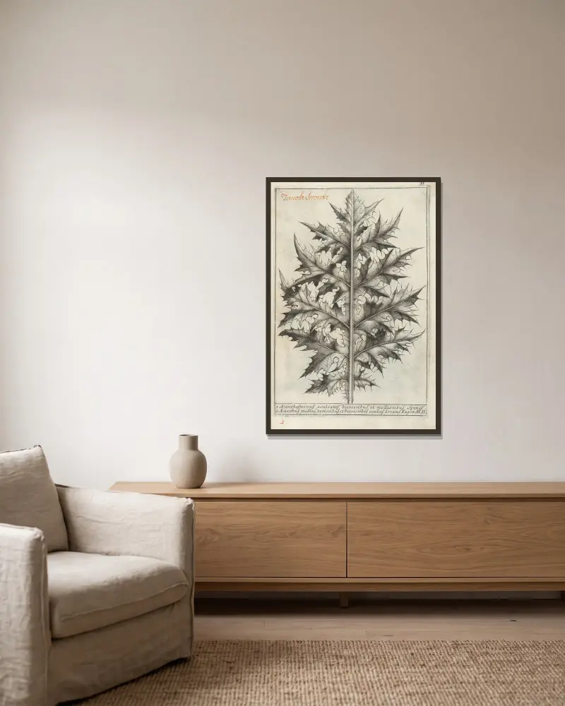 Catalogus plantarum horti Pisani Pl.02 av Michelangelo Tilli inramad på en vägg