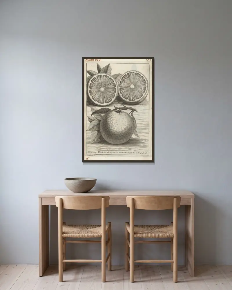 Catalogus plantarum horti Pisani Pl.16 av Michelangelo Tilli inramad på en vägg