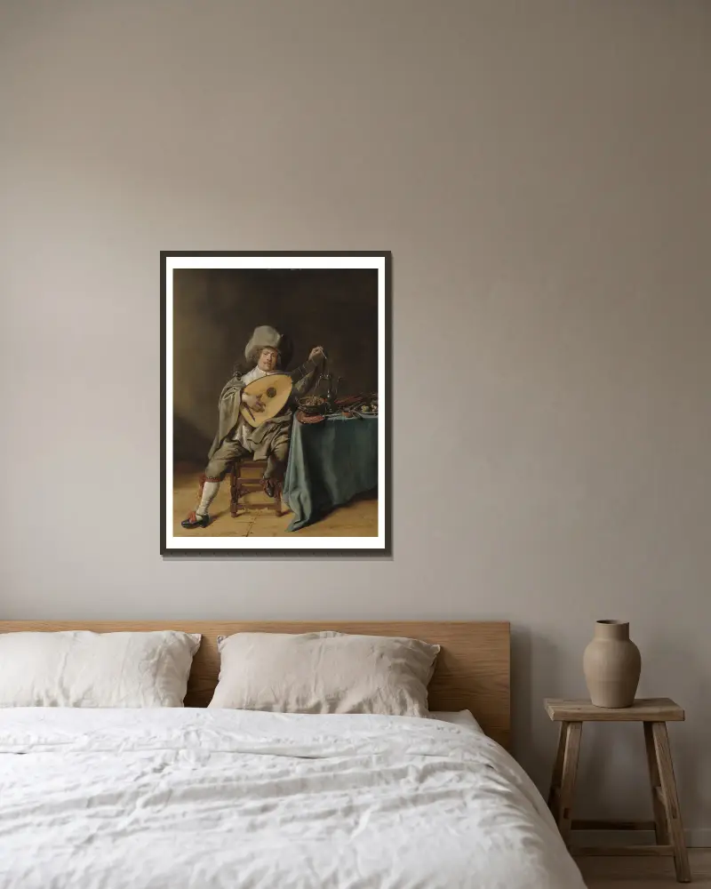 Autoportret z lutnią, Jan Miense Molenaer w ramie na ścianie