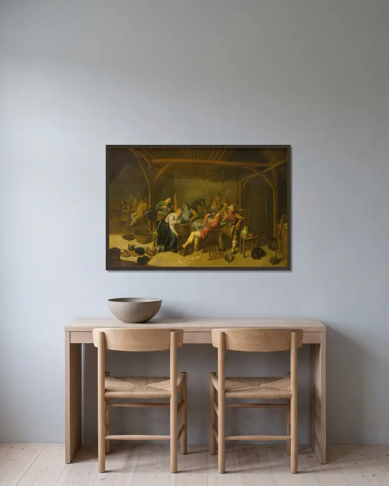 Król Fasoli pije, Jan Miense Molenaer w ramie na ścianie
