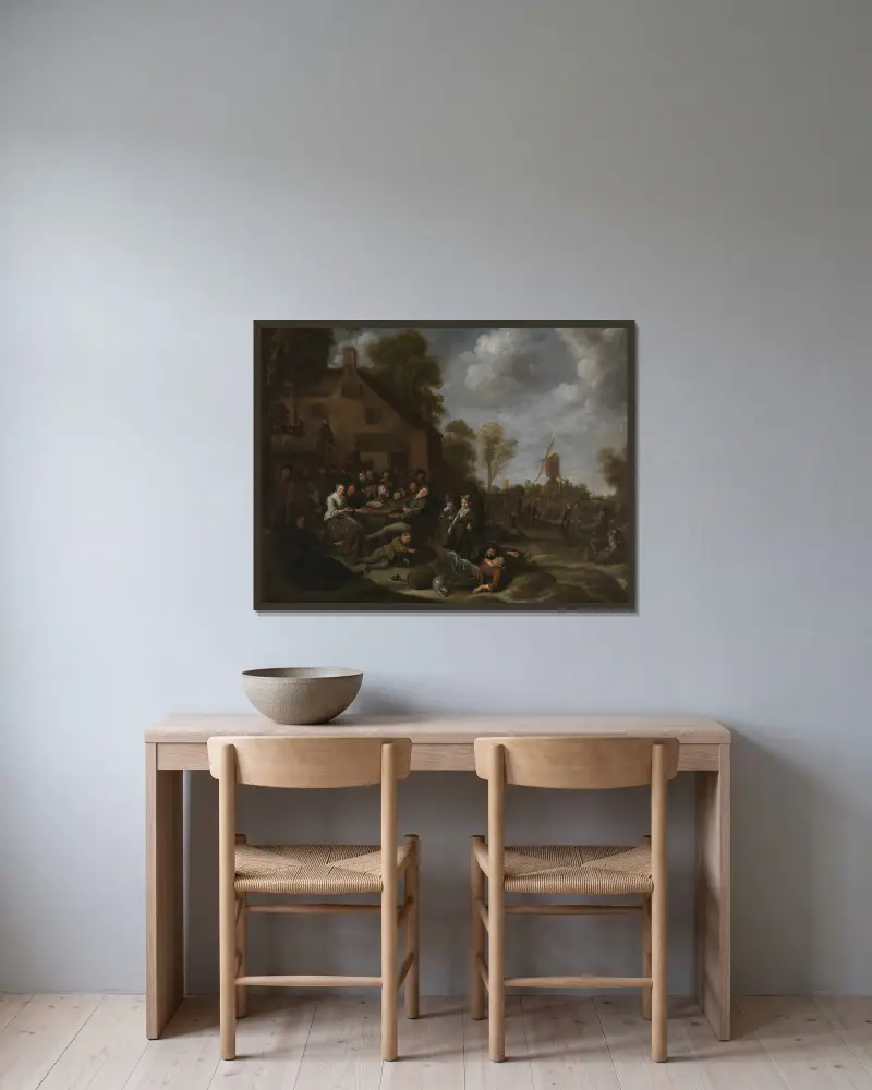 Dorfesfest von Jan Miense Molenaer gerahmt an einer Wand
