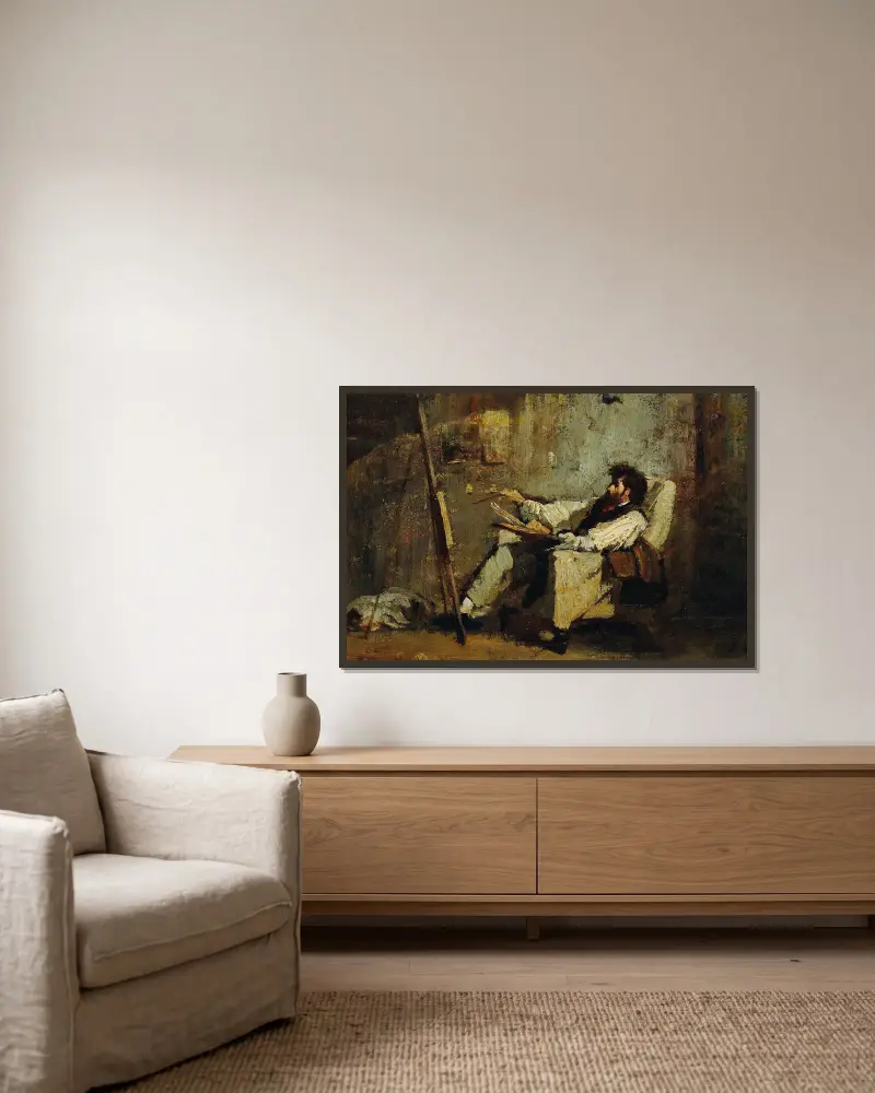 Selbstporträt von Mihály Munkácsy gerahmt an einer Wand
