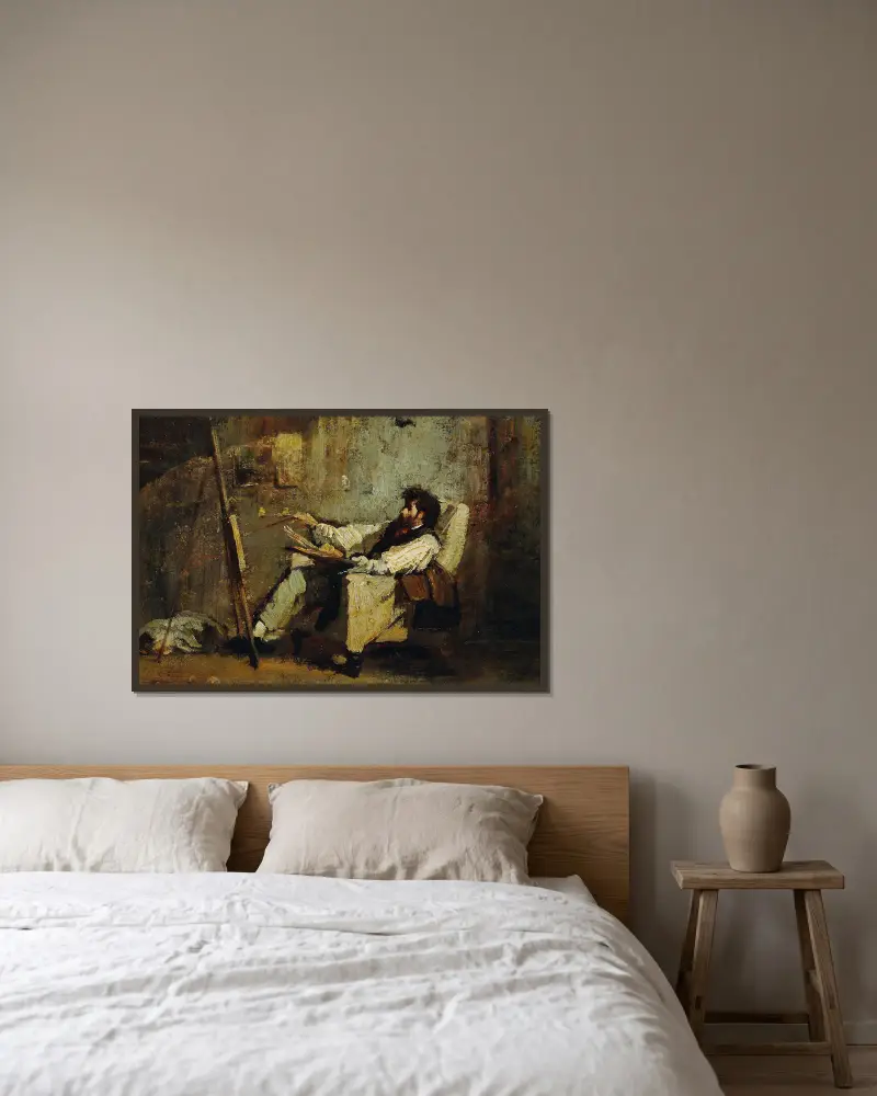 Selbstporträt von Mihály Munkácsy gerahmt an einer Wand