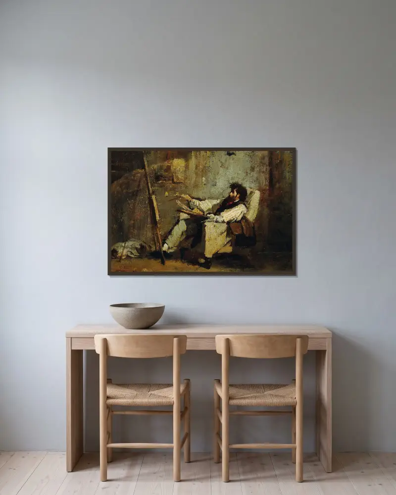 Selbstporträt von Mihály Munkácsy gerahmt an einer Wand