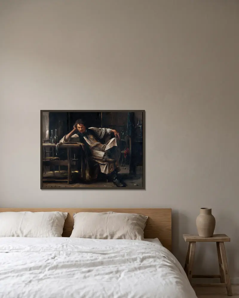 Selbstverachtung von Mihály Munkácsy gerahmt an einer Wand