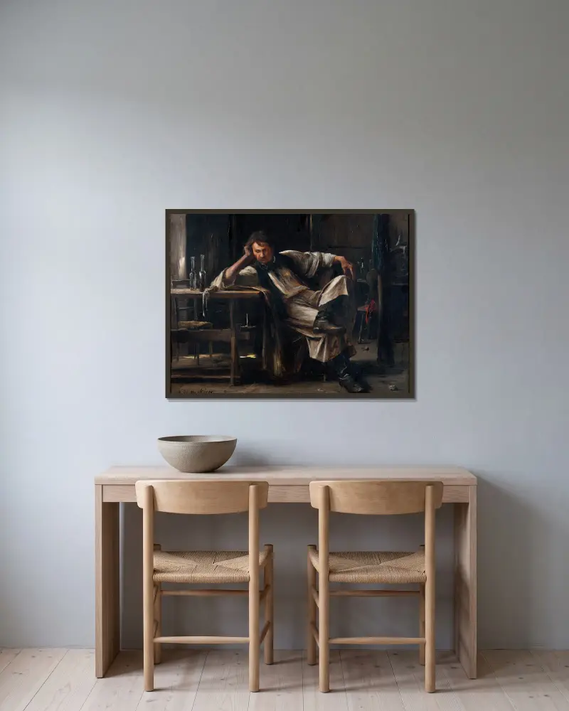 Selbstverachtung von Mihály Munkácsy gerahmt an einer Wand
